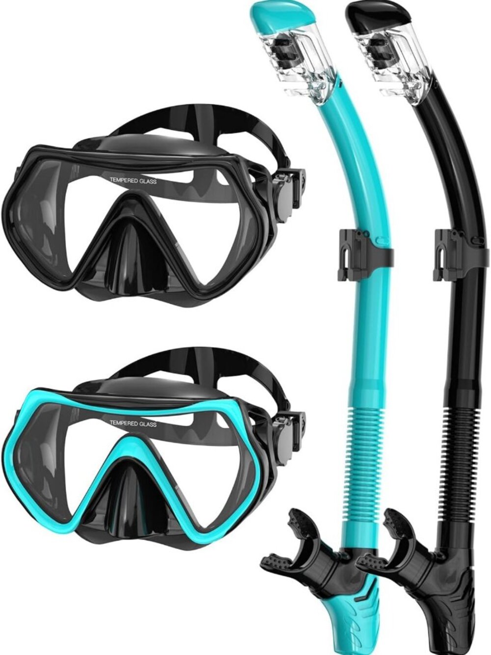 Adult Snorkeling Gear Set - Anti-Fog Mask & Dry Top Snorkel for Clear Underwater